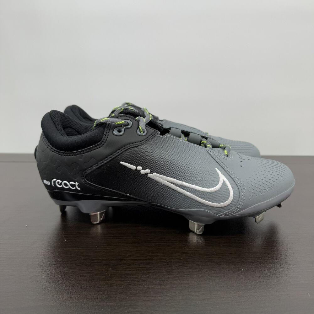 Nike Hyperdiamond 4 Elite Metal Fastpitch Softball Cleats Black White Grey 9.5